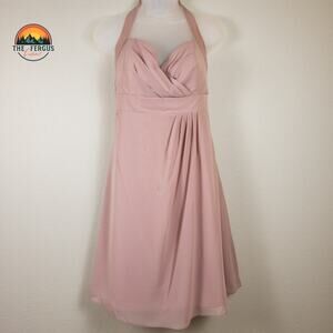 CHIFFON ALFRED ANGELO LOVES FIRST BLUSH Halter Neckline Sweetheart Dress Size 14